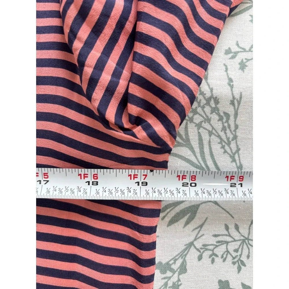 Banana Republic Womens 100% Silk Blouse Medium Pink Navy Striped Sheer - Picture 8 of 10